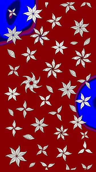 Çizim çiçek deseni duvar kâğıdı olarak kullanılabilir. Raster illüstrasyonu. Kırmızı renkte çiçekler.