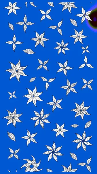 Raster illüstrasyonu. Mavi renkli mavi papatya deseni. Mavi renklerde.