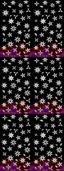 Raster illüstrasyonu. Tropik çiçek desenleri. Siyah renkte çiçekler.