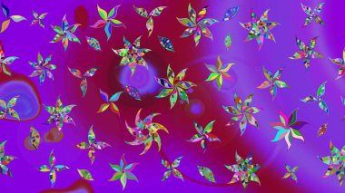 Parlak çiçekli kolaj çiçek moru. Çiçekli zambakların eskiz geçmişi. Çiçek tasarımı için inanılmaz kolaj cennet tarzı..