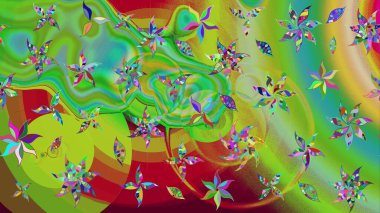 Zentangle soyut çiçekleri. Karalama çiçeği. Raster illüstrasyonu. Güzel kumaş deseni. Renkli Bahar Teması eskiz kalıbı. Düz Çiçek Elementleri Tasarımı.