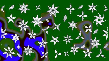 Çizim çiçek deseni duvar kâğıdı olarak kullanılabilir. Yeşil renkli çiçekler. Raster illüstrasyonu.