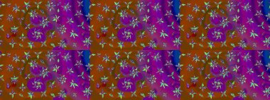 Çiçek deseni. Chichi 'nin kumaş kalıbını çiz. Düz Çiçek Elementleri Tasarımı. Renkli Bahar Teması eskiz kalıbı. Raster illüstrasyonu.