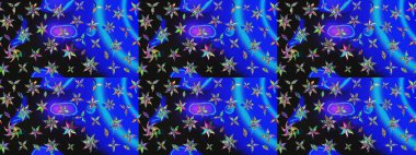 Nazik romantik baskı. Raster güzel bir çiçek deseni çizmiş. Bahar mevsimi. Mavi renkli çiçekler. Tatil havası..