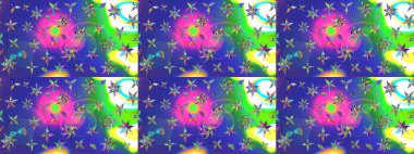 Raster illüstrasyonu. Mavi renkli çiçekler. Asya tekstil tarzında. Çiçek desenli çizim. Raster illüstrasyonu.