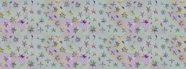 El çizimi çiçek çizimi deseni (fayans). Tekstil için suluboya eskiz deseni. Şirin çiçekli, desenli, gri renkli çizim deseni.