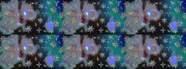 Renkli Yaz Temalı eskiz kalıbı. Çiçekli eskiz çizimi. Düz Çiçek Elementleri Tasarımı. Mavi renkte çiçekler.