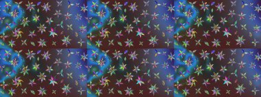 Tekstil, kumaş, kapaklar, duvar kağıtları, baskı, naylon, koleksiyon defteri, örgü, dekupaj için güzel bir eskiz. Küçük mavi çiçeklerle oldukça eski bir besin torbası deseni.