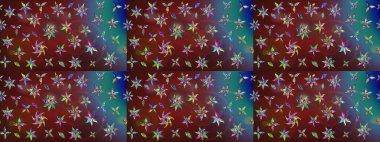 Renkli Bahar Teması eskiz kalıbı. Düz Çiçek Elementleri Tasarımı. Kahverengi renkli çiçekler. Çiçekle çizim deseni.