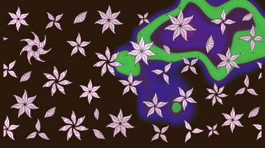 Düz Çiçek Elementleri Tasarımı. Çiçeksel fantezi tasarımı ve parlak bir arka plan çizimi. Renkli Bahar Teması çizim şablonu.