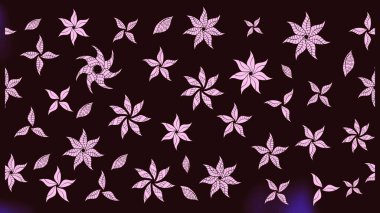 Raster illüstrasyonu. Şirin çiçekli eskiz deseni ve kahverengi renkli yapraklar, suluboya çiçek deseni, duvar kağıdı, kart veya kumaş için fayanslı.