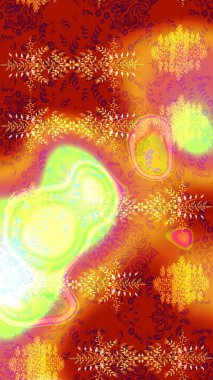 Basit bir kar tanesi. Kırmızı, turuncu ve sarı renkler. Kışın sembolü, mutlu noeller, mutlu yeni yıl kutlaması Raster illüstrasyonu. Soyut duvar kağıdı, ambalaj dekorasyonu.