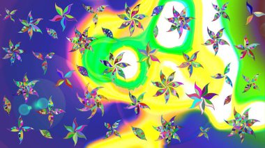 Raster güzel kumaş deseni çiziyor. Çiçek deseni. Düz Çiçek Elementleri Tasarımı. Renkli Bahar Teması çizim şablonu.