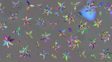 Raster illüstrasyonundaki çiçek desenli çizim. Gri renkli çiçekler.