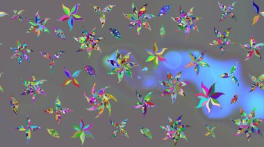 Renkli Bahar Teması eskiz kalıbı. Süslü kumaş deseni. Düz Çiçek Elementleri Tasarımı. Raster illüstrasyonunda çiçek deseni çizimi.