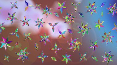 Kahverengi üzerine çiçekler. Raster hisseleri. Suluboya, elle çizilmiş. Taslak arkaplan deseni.