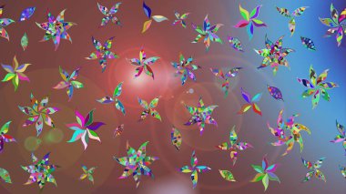 Renkli grunge, soyut arkaplanı colokahverengi çiçeklerle süslüyor. Parmak izi, kumaş, duvar kâğıdı, tekstil için raster dokusu. Nakış desenli çiçek deseni..