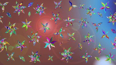 Vadinin çiçekleri kahverengi renklerde. Çiçekler. Soyut etnik raster çizim kalıbı.