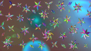 Çiçekli çiçek deseni, suluboya. Renkli Bahar Teması eskiz kalıbı. Kahverengi renkli çiçekler. Düz Çiçek Elementleri Tasarımı. Raster illüstrasyonu.