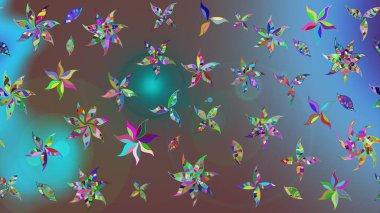 Robot resim. Küçük renkli çiçekler. Çiçekli yaz çiçekleri. Motley illüstrasyonu. Küçük çiçekte güzel bir desen. Moda baskıları için zarif bir şablon.