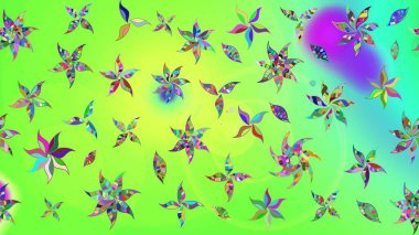 El çizimi. Raster illüstrasyonu. Çiçekli, yapraklı, çiçek desenli çizim..