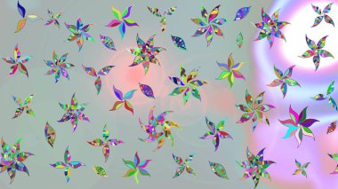 Gri renkli çiçekler. Raster illüstrasyonunda çiçek deseni çizimi.