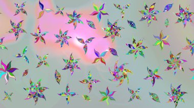 Renkli Bahar Teması eskiz kalıbı. Düz Çiçek Elementleri Tasarım Raster illüstrasyonu. Çiçek desenli eskiz. Gri renkli çiçekler.