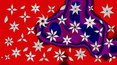 Gömlek, arka plan modelini çiz. Tropik çiçekler. Kırmızı renkte çiçekler.