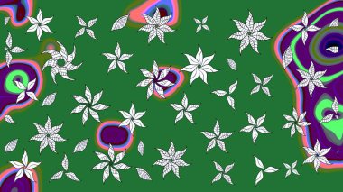 Çiçek yeşili eskiz deseni. Raster çiçek izi. Klasik taslak çizimi.