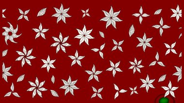 Çiçek buketleriyle klasik bir eskiz şekli. Raster illüstrasyonu. Kırmızı renklerde.