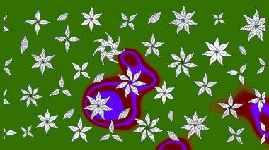 El yapımı çiçek ve bitki koleksiyonu. Raster illüstrasyonu. Eskiz stili yeşil renkler. Şirin karalamalı çiçek desenli çizim. Raster illüstrasyonu.