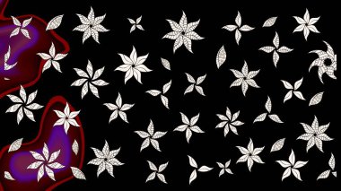 Sevimli çiçek raster deseni. Siyah renkli çiçekler. Renkli Bahar Teması eskiz kalıbı. Düz Çiçek Elementleri Tasarımı.