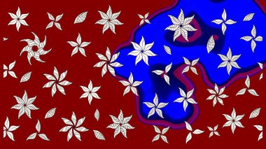 Çiçeksel çizim kalıbının yansıması. Vadinin çiçekleri kırmızı renklerde.