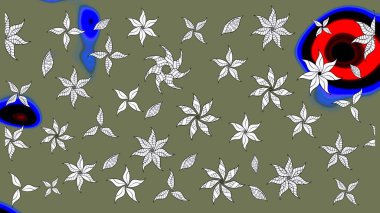 Çiçek deseni. Raster güzel kumaş deseni çiziyor. Renkli Bahar Teması eskiz kalıbı. Düz Çiçek Elementleri Tasarımı.