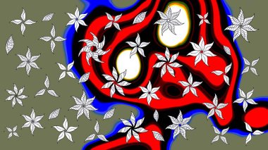 Yeşil renkli etnik çiçeklerle süslenmiş zarif bir eskiz şekli. Raster Çiçek İllüstrasyonu güzel tekstil..