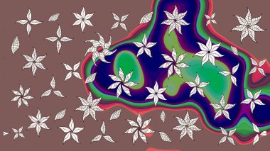 Raster illüstrasyonundaki çiçek desenli çizim. Kahverengi renkte çiçekler.