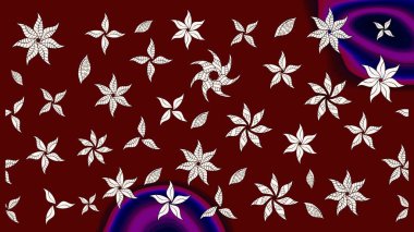 Raster illüstrasyonundaki çiçek desenli çizim. Kırmızı renkte çiçekler.