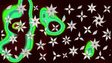 Çiçekli güzel suluboya desen. Raster illüstrasyonu. Siyah renklerde.