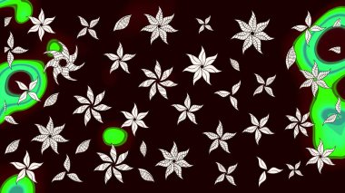 Raster düz çiçek çizim deseni. Hediye ambalaj kağıdı, tebrik kartları, posterler ve pankart tasarımı. Siyah renkte çiçekler.