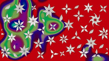 Raster illüstrasyonundaki çiçek desenli çizim. Güzel kumaş deseni. Renkli Bahar Teması eskiz kalıbı. Düz Çiçek Elementleri Tasarımı.