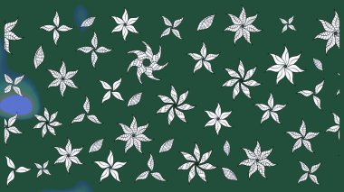 Raster illüstrasyonundaki çiçek desenli çizim. Yeşil renkte çiçekler.