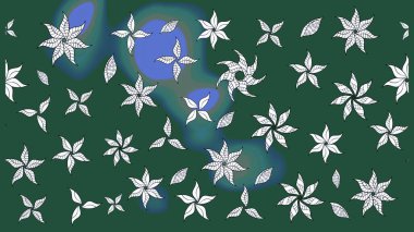 Yapraklı çiçekler ve yeşil renkli papatya çiçekleri. Eskiz arkaplan modeli. Raster - stok.