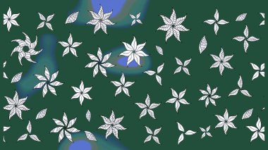 Küçük çiçekli basit bir çiçek çizimi. Yeşil renkte şirin çiçekler. Moda baskısı, albüm, ambalaj kağıdı ve duvar kağıdı için zarif dekoratif süslemeler. Raster illüstrasyonu.