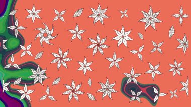 Zentangle soyut çiçekleri. Karalama çiçeği. Raster illüstrasyonu. Güzel kumaş deseni. Renkli Bahar Teması eskiz kalıbı. Düz Çiçek Elementleri Tasarımı.