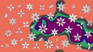 Renkli çizim kalıbı. Çiçek arkaplan. Çiçek duvar kâğıdı. Raster illüstrasyonu. Turuncu renkli şirin tekstil.