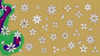 Küçük çiçekli yay deseni çiz. Raster illüstrasyonu. Suluboya stilinde sarı renkler üzerine.