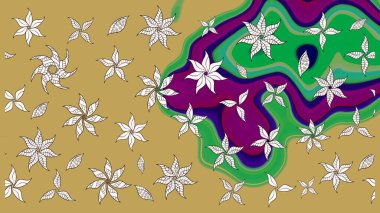 Çiçek süslemeli çizim deseni. Sarı renkli çiçekler. Raster illüstrasyonu.