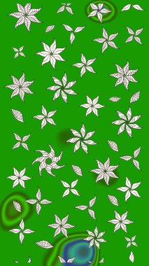 Gömlek, arka plan modelini çiz. Yeşil renkli çiçekler. Tropik çiçekler.