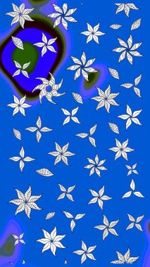 Çiçek kompozisyonu, el boyası, hassas şablon. Üst manzara, yumuşak stil. Sevgililer günü ve tebrik kartı konsepti için şık bir davetiye. Mavi renkte manzaralı çiçek deseni.