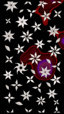 Suluboya, elle çizilmiş. Raster illüstrasyonu. Eskiz arkaplan modeli. Siyah yapraklı yabani çiçekler.